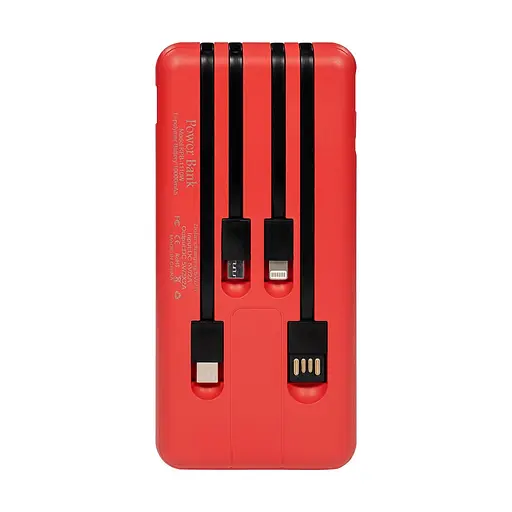 Повербанк 10000mAh Power Bank Kraft KPB-1110W Red бездротова зарядка (43-00056) - фото 3