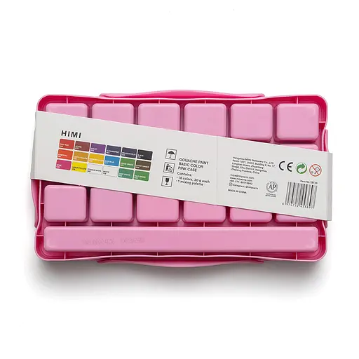 Набор гуашевых красок Jelly Cup 18×30 мл розовый пластиковый пенал HIMI - фото 5