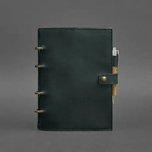 Шкіряний блокнот з датованим блоком (Софт-бук) 9.1 зелений Crazy Horse - фото 5