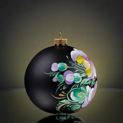 Ялинкова прикраса Різдвяні історії Петриківка квіткова фантазія куля скло (4820001179736) - фото 2