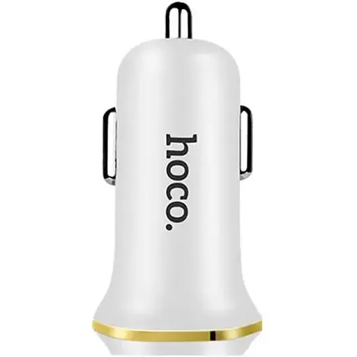 Блок живлення автомобільний 2 Usb Hoco Z1 + Cable iPhone Lightning 2.1A білий - фото 1