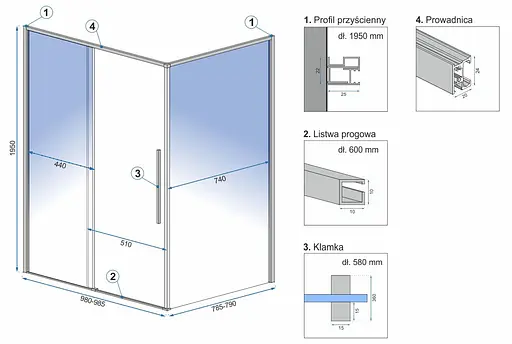 Душова кабіна Rea Solar 80x100 gold REA-K4901, Золотий, Універсальна, прозорий - фото 8