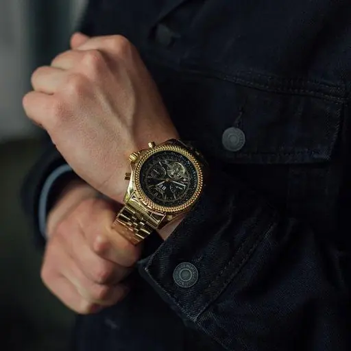 Чоловічий наручний класичний годинник Jaragar Exclusive (Золотистий) - фото 7