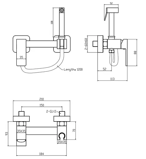 Смеситель для гигиенического душа наружного монтажа Zerix FTK-222 ZX5841, Хром - фото 2