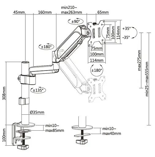 Кронштейн OfficePro MA721B Black MA721B - фото 12