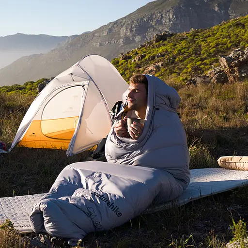 Спальник с натуральным пухом Naturehike CW400 NH18C400-D, р-р M, желто-серый - фото 8