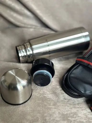 Термос Edenberg EB-3501 із пробкою клапаном у чохлі 350 мл Серебристий - фото 3