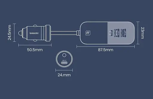 Автозарядный адаптер 4 выхода Toocki 120W TQ-CC28 2C+2A TCC2C2A-XJ01 черный - фото 8