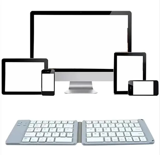 Бездротова Bluethooth міні клавіатура для IPAD, планшета, телефону, складана та портативна, White - фото 5