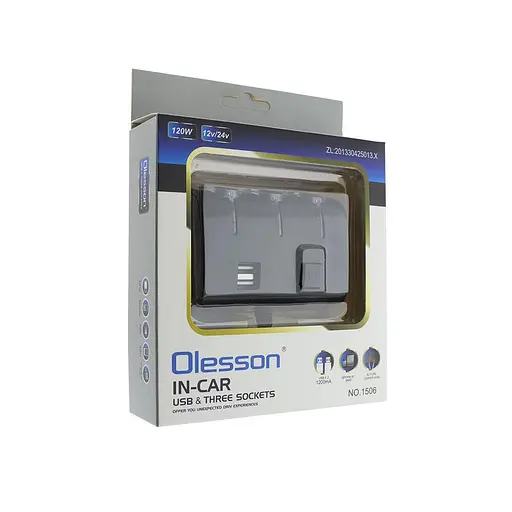 Автомобильный разветвитель Olesson 1506 адаптер-хаб 12 24в - фото 2