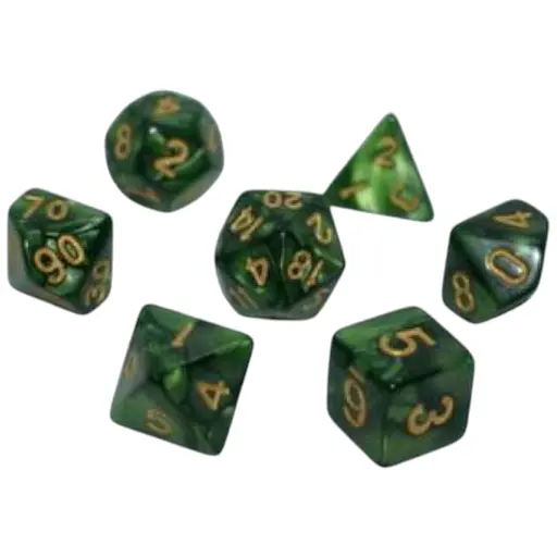 Набір кубиків Pearl 7 Dice Set - Dark Green (w-gold) , 7 шт. (g7dpearl12)