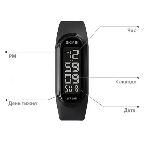 Наручные часы браслет Skmei 1666 (Черные с черным циферблатом) - фото 5