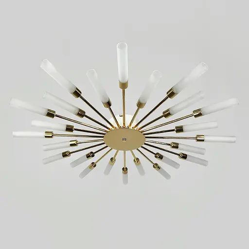 Стельова золота люстра у формі сонячних променів на 24 плафони G9 96х8 см Line F Арт. 1276 24 GD - фото 1