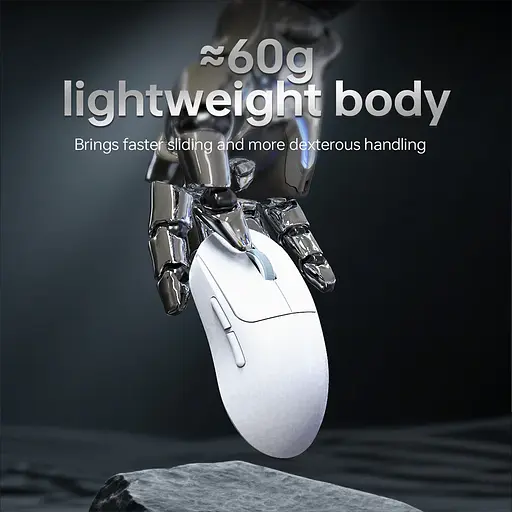 Ігрова бездротова мишка Ajazz Aj199 / Три режими підключення / Сенсор PAW3311 / 60 г / 24000 DPI / White - фото 3