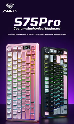 Механическая клавиатура AULA S75 Pro / 75% / Три режима подключения / Seyia Switch / Pink - фото 6