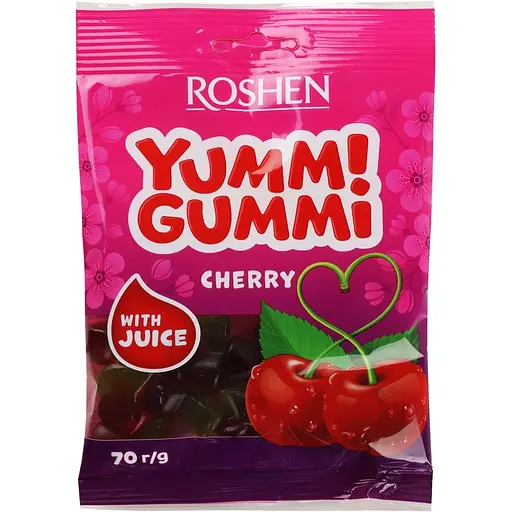 Набор желейных конфет Roshen Yummi Gummi Cherry + Watermelon Slices + Mini Bear Mix 210 г (3 шт. х 70 г) - фото 2
