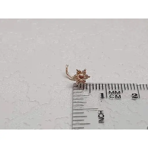 Золотая серьга-пирсинг в нос Dear с фианитами. 1040.8 - фото 4