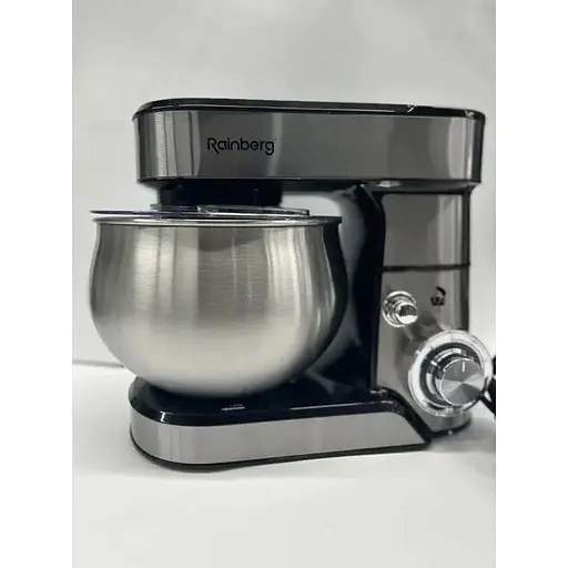 Стаціонарний міксер тістоміс Rainberg RB-8086 з металевою чашею планетарне обертання 5л 3800Вт Срібний - фото 2