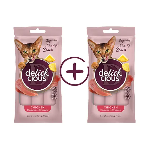 Ласощі для котів Delickcious курка, ананас (1+1) 120 г