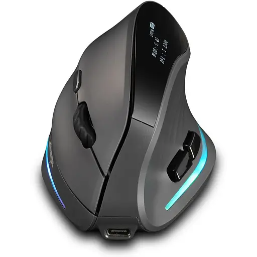 Вертикальна миша бездротова Zelotes F-35C з акумулятором RGB підсвічуванням 2.4G Bluetooth Black