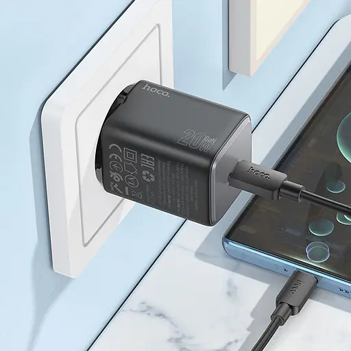 МЗП Hoco N40 Mighty PD20W (1USB-C) + кабель Type-C to Type-C Black - фото 5