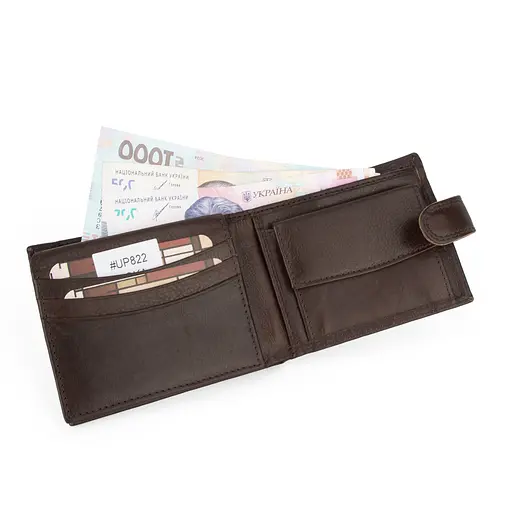 Портмоне мужское кожаное SU822 Virginia Conti на кнопке коричневое - фото 2
