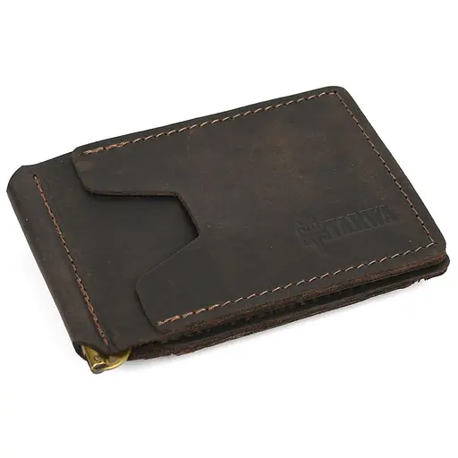 Зажим с монеткой кожаный темно-коричневый Tarwa 11.5х8х1 см acs0032184 - фото 3