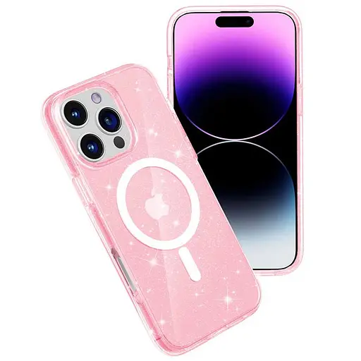 Чехол Epik TPU Galaxy Sparkle MagFit для Apple iPhone 16 Pro 6.3 Pink+Glitter - фото 3