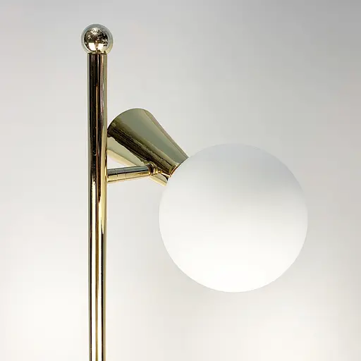 Золотий торшер ABELINA з білим плафоном на два джерела світла Line.F YG 8006-2L GD - фото 7