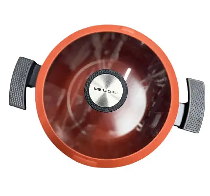 Кастрюля со стеклянной крышкой Neoflam EC-DC-C24I с мраморным покрытием 24 см 4.8 л Черно красный - фото 5