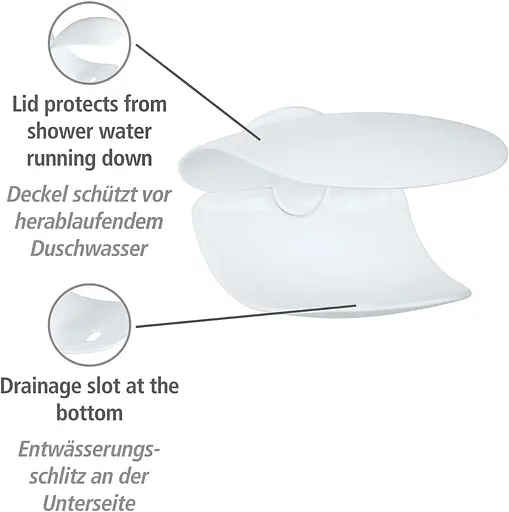 Настінна мильниця WENKO Turbo-Loc® Sora, не вимагає свердління отворів у ванній та душі, для твердого мила - фото 3