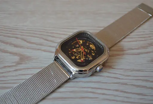 Чоловічий механічний годинник Skmei 9184 скелетон (Сріблястий) - фото 7