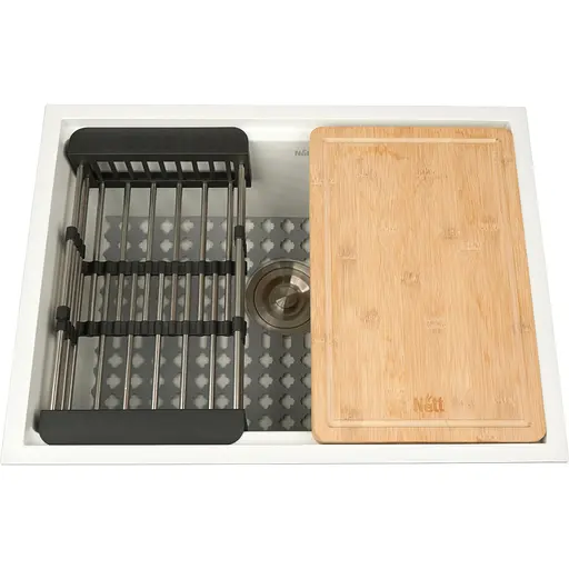 Кухонна мийка Nett NW-5742 біла під стільницю 1 мм з нержавійки - фото 4