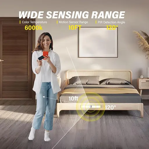 Світлодіодні лампи з датчиком руху KTEBO 2 шт. для шафи, підлоги, кухонного освітлення - фото 3