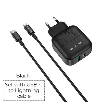 Зарядний пристрій Borofone BA46A Premium блок і кабель Usb-c to iPhone - фото 3