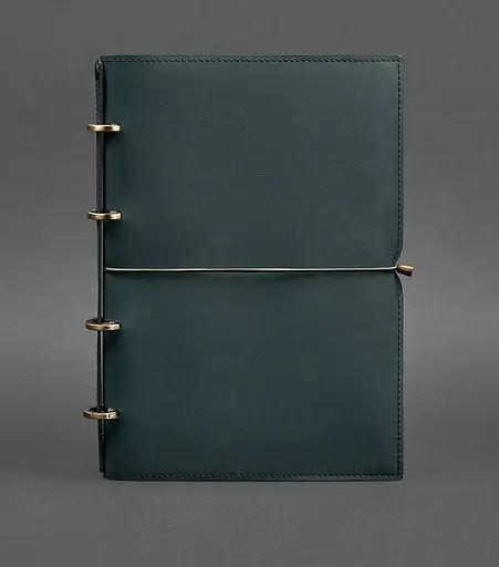 Шкіряний блокнот А4 на кільцях (Софт-бук) 9.0 в м'якій обкладинці зелений Краст - фото 1