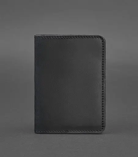 Кожаная обложка для паспорта и военного билета 1.3 черная Crazy Horse - фото 1