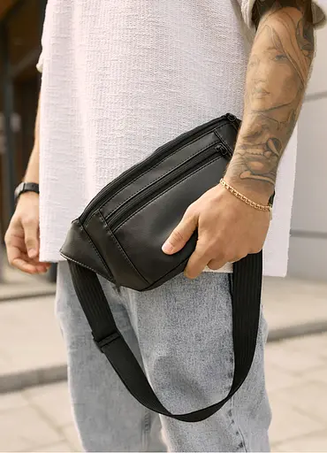 Большая мужская сумка на пояс бананка Sambag Tirso Max черная 38 × 17 × 6 см (80341001m) - фото 2