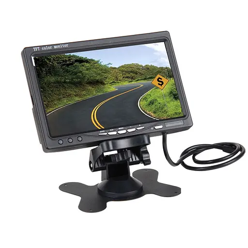Автомобильный монитор 7 дюймов для камеры заднего вида Podofo R09+, 2 AV входа, крепление на торпедо (100769)