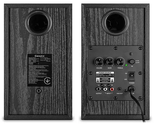 Колонки Gemix TF - 611 Black 2.0 сателлиты 2 x 18 Вт, МДФ, функция 3D, питание от сети 220V, управление сзади - фото 3
