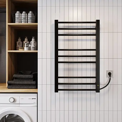 Електрична рушникосушарка Kosser Степ 800x500 EL ДСТ02EL, Чорний матовий, Ліве - фото 3