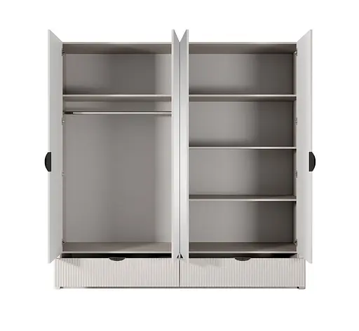 Шкаф для одежды Perfect Home Ланте/Lante 4-дверный с зеркалом и черными ручками 4D2S/213 Беж (PFH-091187) - фото 6