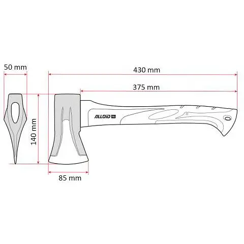 Топор-колун Alloid ручка из фибергласа 1000 г Alloid (SF-201000) - фото 2