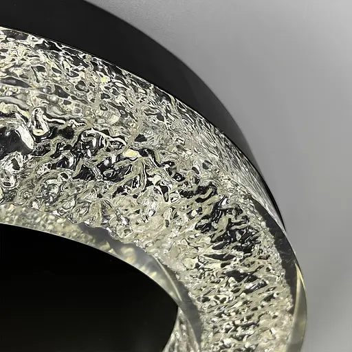 Стельовий чорний світильник із текстурною акриловим розсіювачем Ø 57 см | Line F | Арт. MJ316-600 BK+CL - фото 2