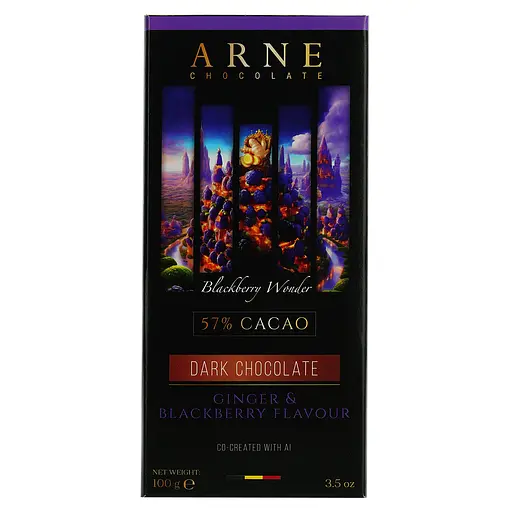 Шоколад черный Arne 57% с имбирем и ежевикой 100 г