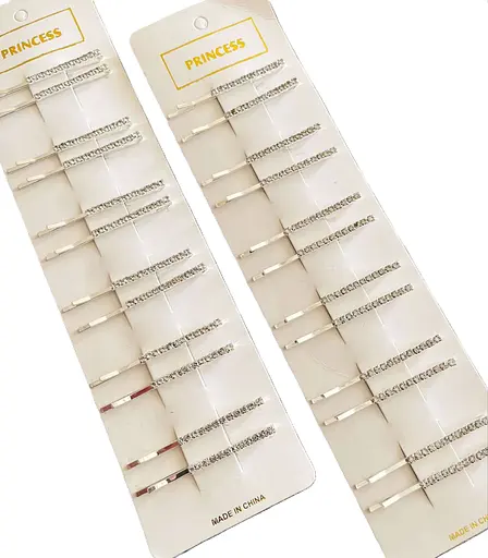 Заколки для волосся тонкі в асортименті зі старазами набір 12 шт - фото 1