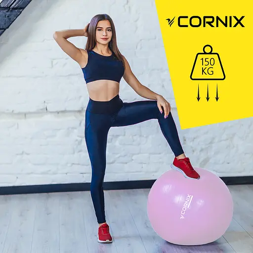 Мяч для фитнеса (фитбол) Cornix 75 см Anti-Burst Light Pink XR-0367 - фото 8