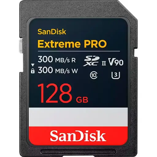 Карта памяти SanDisk SD 128GB C10 UHS-II U3 R300/W300MB/s Extreme Pro V90 - фото 1