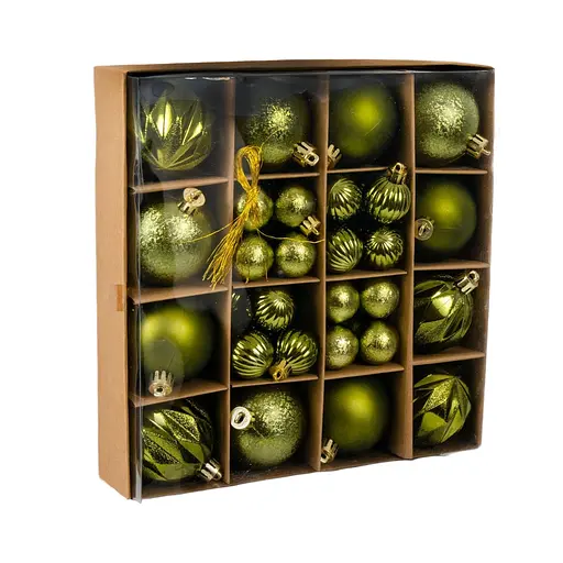 Елочные шарики Chomik пластиковые зеленые 3/6 см 44 шт. (GIF7726)