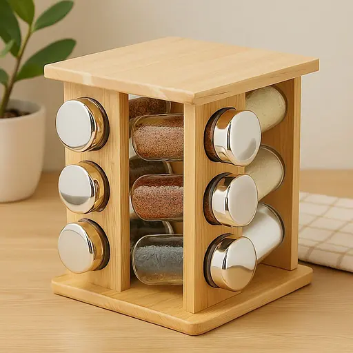 Набор специй Stenson Classic на деревянной подставке 12 шт. органайзер для специй - фото 2